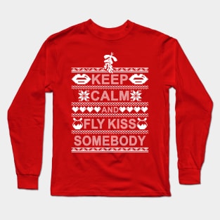 Keep Calm Christmas Mistletoe Meme Ugly Christmas Sweater Long Sleeve T-Shirt